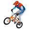 Cartoon stylish man riding on cool BMX bike