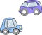 Cartoon stylish purple and blue cars vector illustration