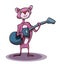 Cartoon Stylized Panther with a Guitar.