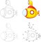 Cartoon submarine. Dot to dot game for kids