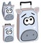 Cartoon suitcases and backpack with animal face design