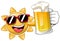 Cartoon Sun drinking Beer