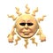 Cartoon sun with glasses sweating