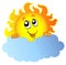 Cartoon Sun holding cloud