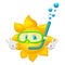 Cartoon sun with mask and snorkel
