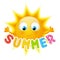 Cartoon Sun with summer word