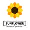 Cartoon sunflower vector image label