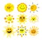 Cartoon sunny smiling faces icons