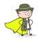 Cartoon Super Hero Detective Character Vector Illustration