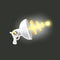 Cartoon super space energy blaster isolated on grey background. Retro game label or icon with vintage space laser pistol