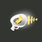 Cartoon super space energy blaster isolated on grey background. Retro game label or icon with vintage space laser pistol
