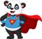 Cartoon superhero panda posing with a red cloak