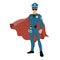 Cartoon superhero policeman with red cape