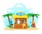 Cartoon Surf Beach Bar Summer Vacation Travel Concept. Vector