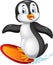 Cartoon surfing penguin