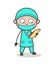 Cartoon Surgeon Reading Medical-Report Vector Illustration