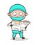 Cartoon Surgeon Reading Newspaper Vector Illustration