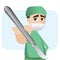 Cartoon surgeon with scalpel