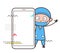 Cartoon Surgeon with Smartphone Vector Illustration