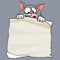 Cartoon surprised cat holding a blank sheet of paper