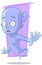 Cartoon surprised transparent blue ghost