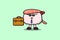 cartoon Sushi shrimp businessman holding suitcase