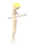 Cartoon swimmer girl with arrow