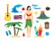 Cartoon Symbol Of Hawaii Color Icons Set. Vector