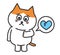 Cartoon tabby cat has a heartache, vector illustration.