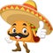 Cartoon taco mascot giving thumb up