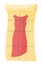 Cartoon tailor pattern of fashionable cloth. Big paper with red dress pattern