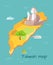 Cartoon Taiwan Map with Buddha Statue Illustration