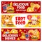 Cartoon takeaway fast food characters banners