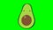 Cartoon talking avocado loop with alpha channel. Vegetable animation on a transparent background.