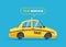 Cartoon Taxi Vector Illustration.