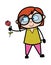 Cartoon Teacher Giving a Red Rose