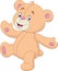 Cartoon teddy bear waving hand