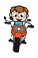 Cartoon Teen Boy Riding Motorbike