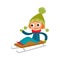 Cartoon teenaged girl on sledge, cartoon vector illustration