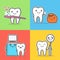 Cartoon teeth care and hygiene illustrations