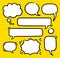 Cartoon text balloons, speech bubbles doodle vector set. Empty word comic shapes of thinking or speaking. Illustrations