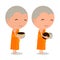 Cartoon Thai Monk receive food