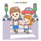 Cartoon Thai Students in Traffic concept.