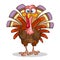 Cartoon Thanksgiving turkey isolated on white. Vector.
