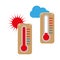 Cartoon thermometers sign. Cartoon thermometers. Different weather. Icon for medical design. Vector illustration.