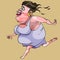 Cartoon thick woman funny fast running barefoot