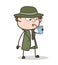 Cartoon Thirsty Detective Drinking Energy Drink Vector Illustration