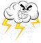 Cartoon thundercloud on white