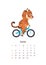 cartoon tiger June 2022 A4 format calendar template.