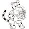 Cartoon Tiger Playing a French Horn